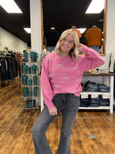 Load image into Gallery viewer, Pink beaded bow sweater