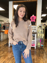 Load image into Gallery viewer, mocha sweater with line detail