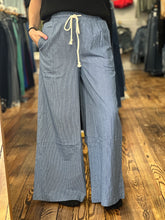 Load image into Gallery viewer, denim stripe wide leg pants
