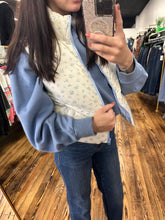 Load image into Gallery viewer, Blue floral puffer vest