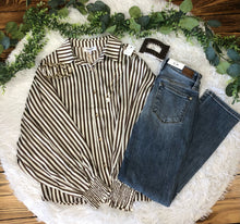 Load image into Gallery viewer, Stripped brown blouse