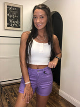 Load image into Gallery viewer, High rise color jean shorts