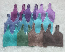 Load image into Gallery viewer, Washed ribbed cropped padded bra/tank