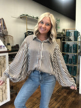 Load image into Gallery viewer, Stripped brown blouse