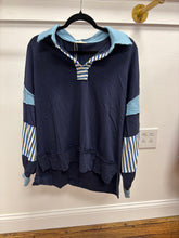 Load image into Gallery viewer, Collared crop color block sweatshirt