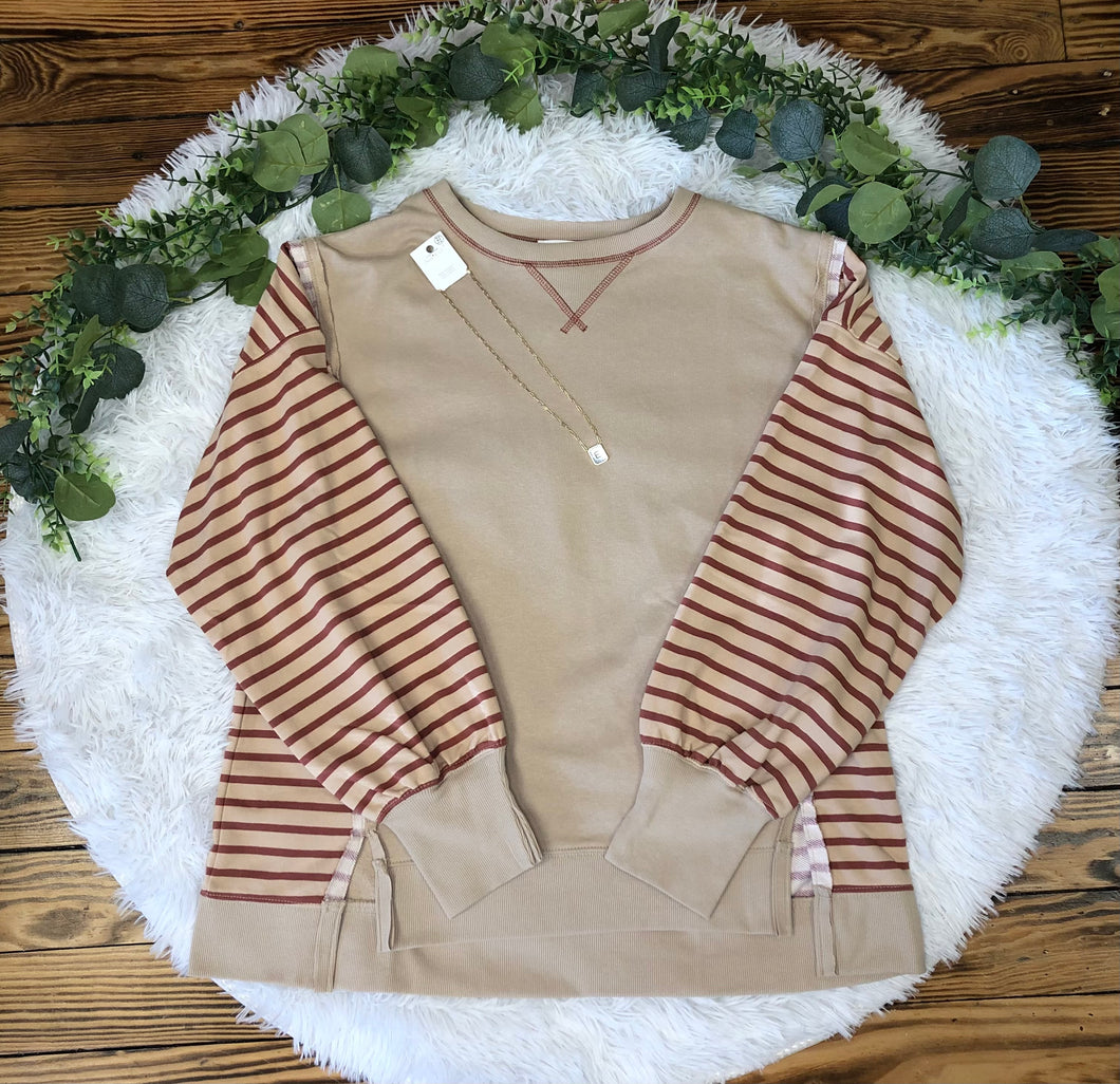beige stripe top