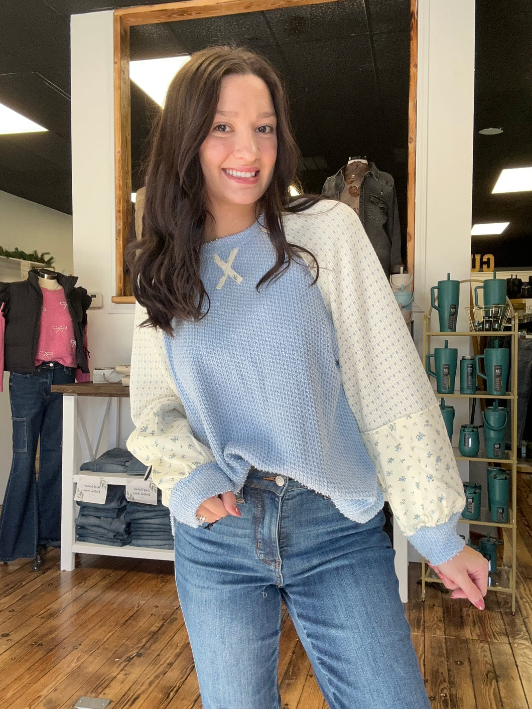 baby blue mix top
