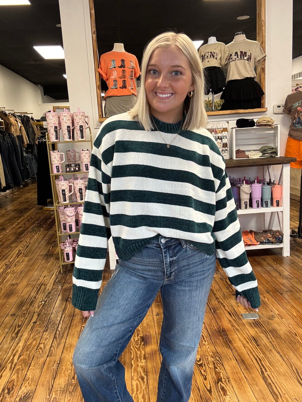 Striped crop sweater
