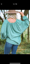 Load image into Gallery viewer, green casual batwing blouse
