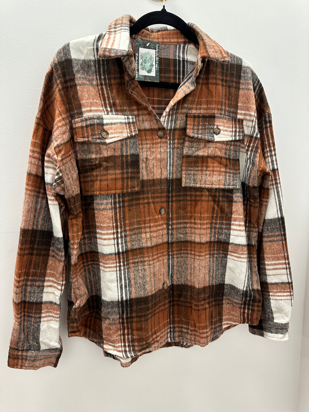 burnt orange plaid shacket