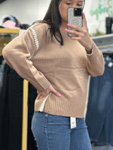 Load image into Gallery viewer, mocha sweater with line detail
