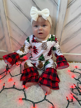 Load image into Gallery viewer, plaid tree baby romper
