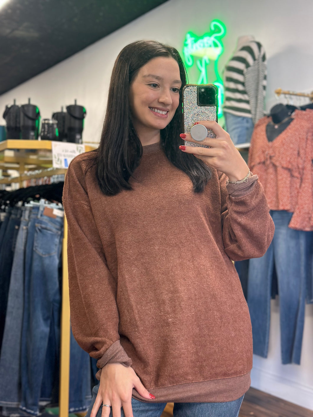 Chestnut knit sweatshirt