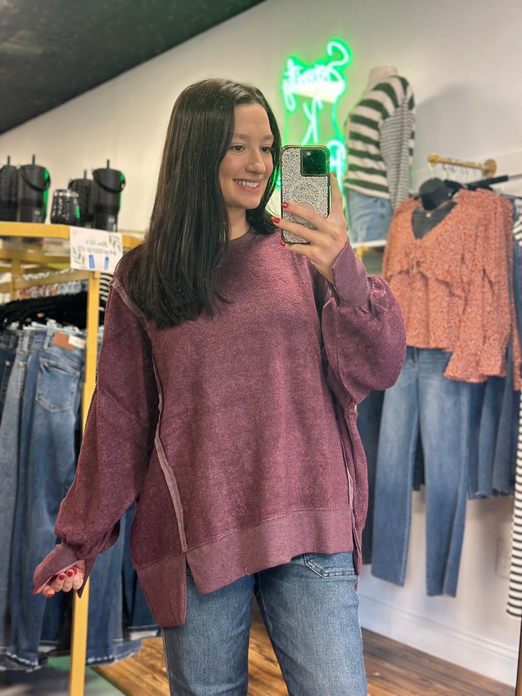 Dark cherry oversized sweatshirt