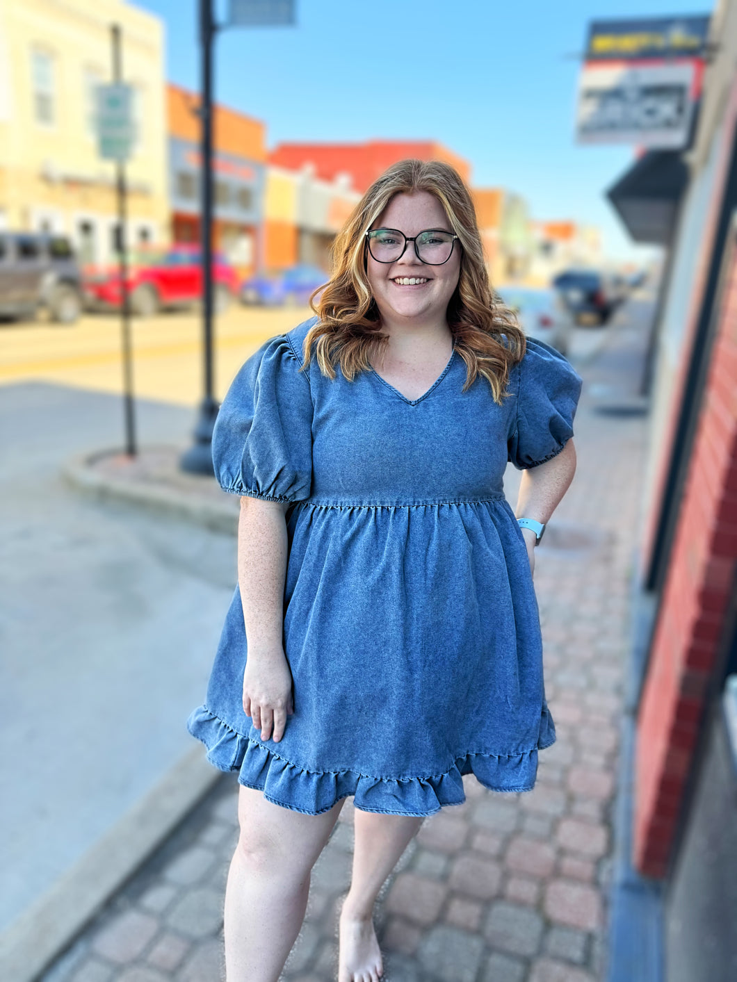 denim baby doll dress