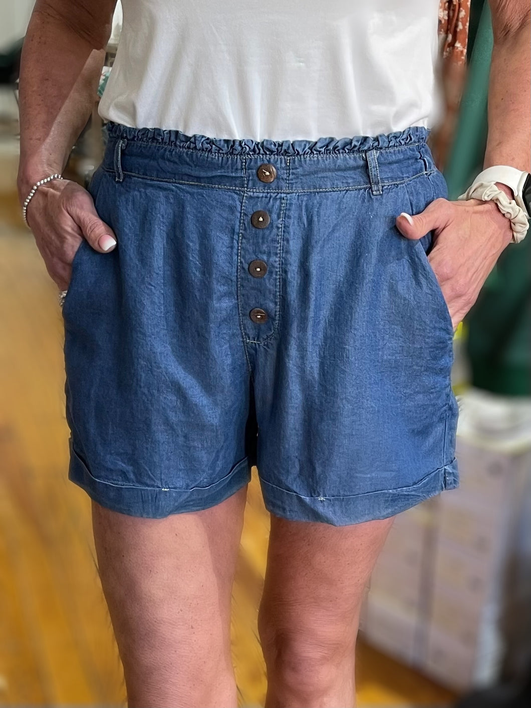 Denim look shorts