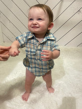 Load image into Gallery viewer, Plaid infant onesie

