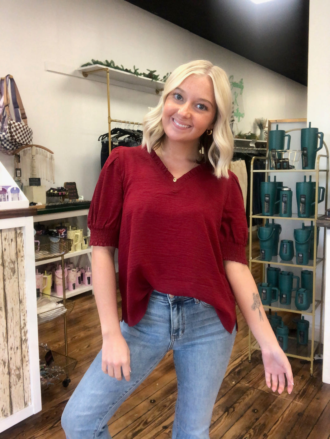 Burgundy blouse