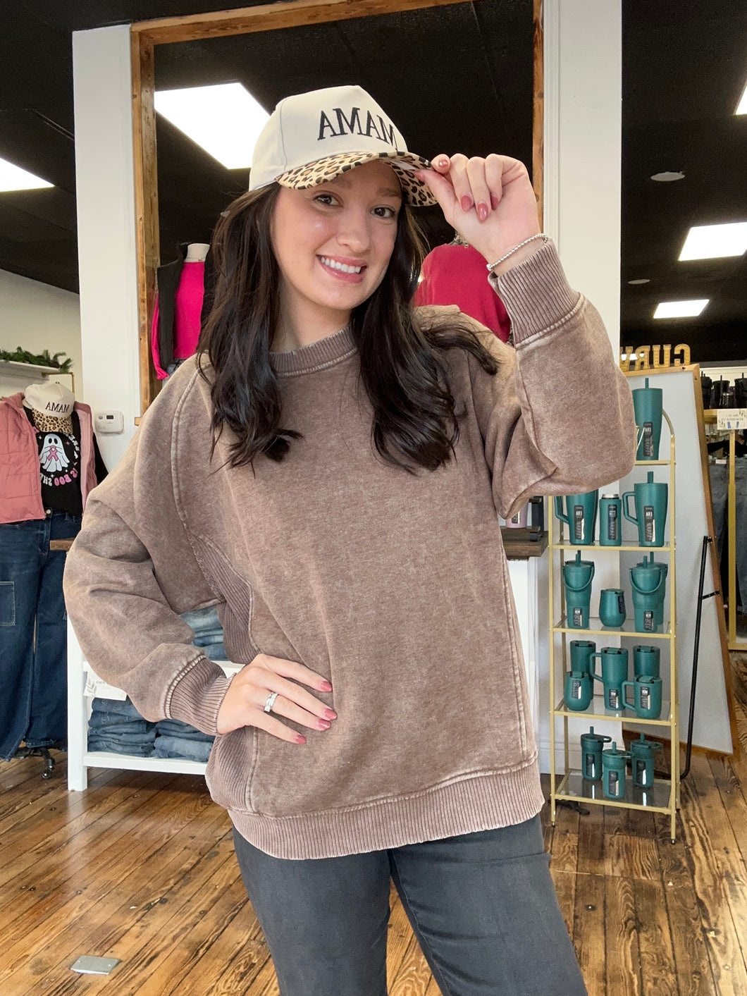 Side ribbed sweatshirt