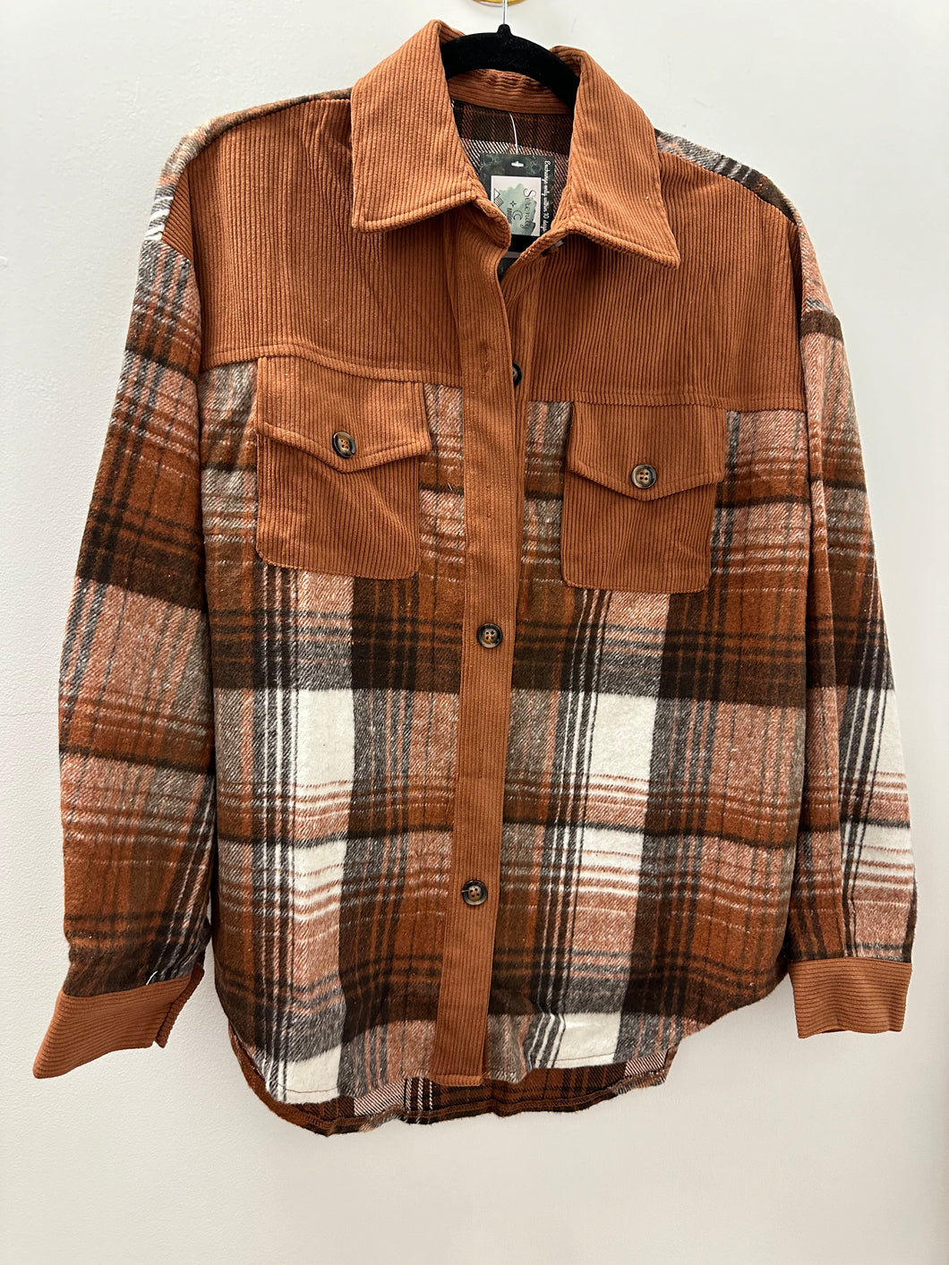 Cinnamon Plaid Corduroy Patchwork