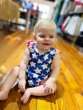 Load image into Gallery viewer, girls stars ruffle romper
