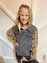 Load image into Gallery viewer, Girls black leopard jacket
