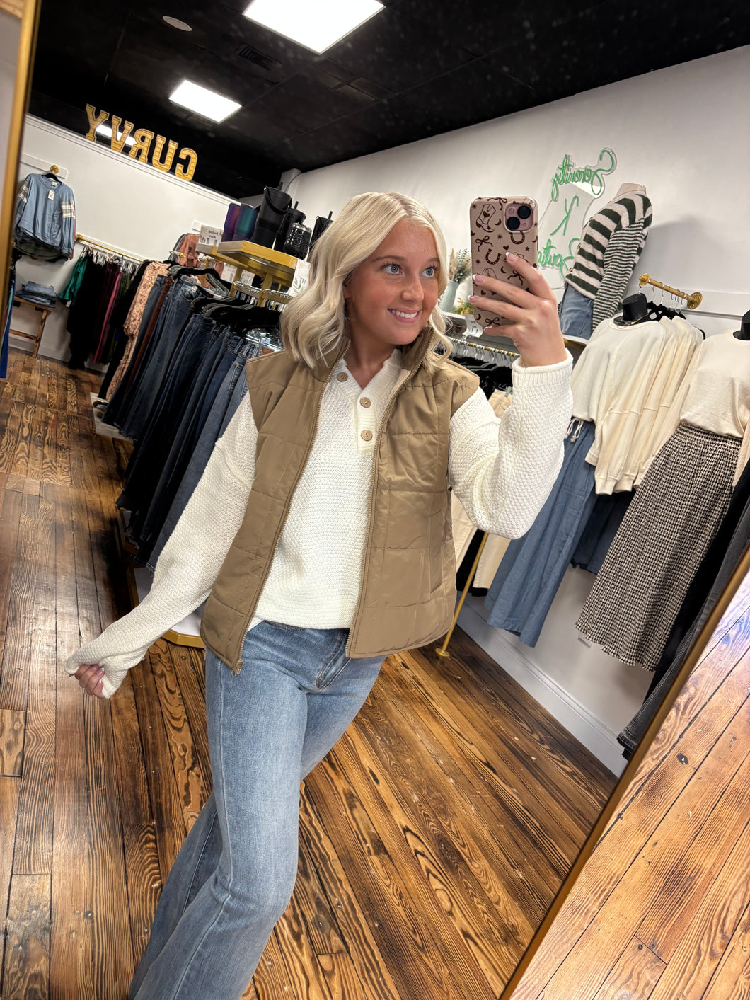 Knit button v top