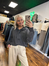 Load image into Gallery viewer, french terry quater snap sweatshirt
