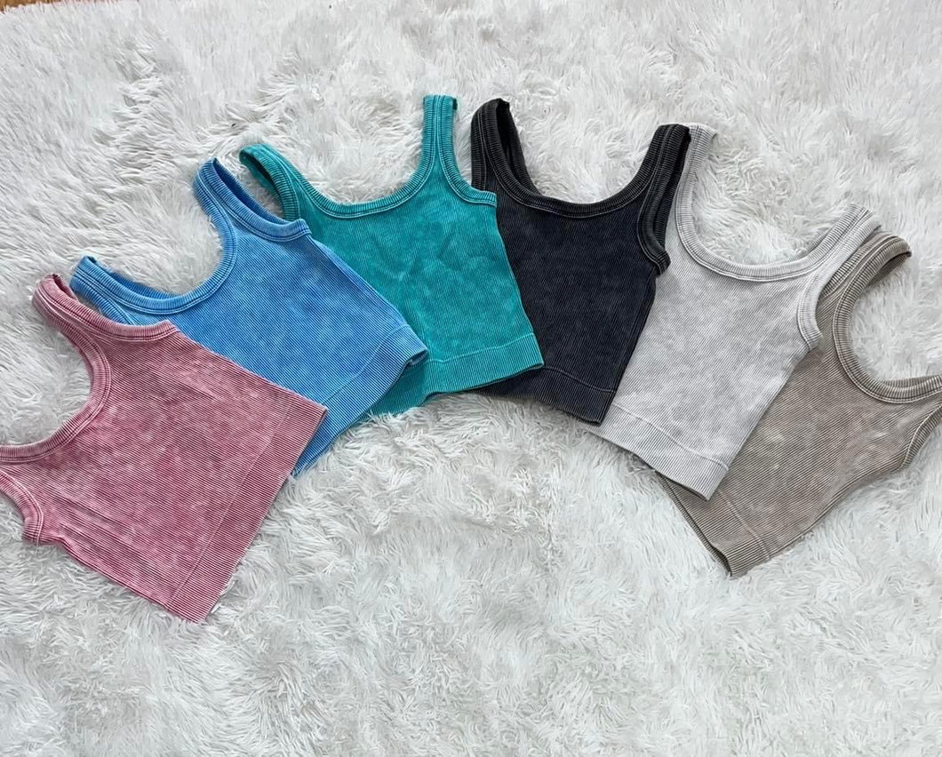 Washed cropped tank top