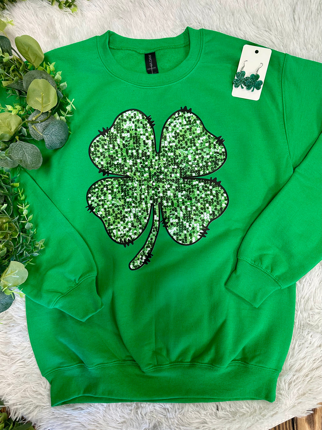 faux sequin clover sweatshirt