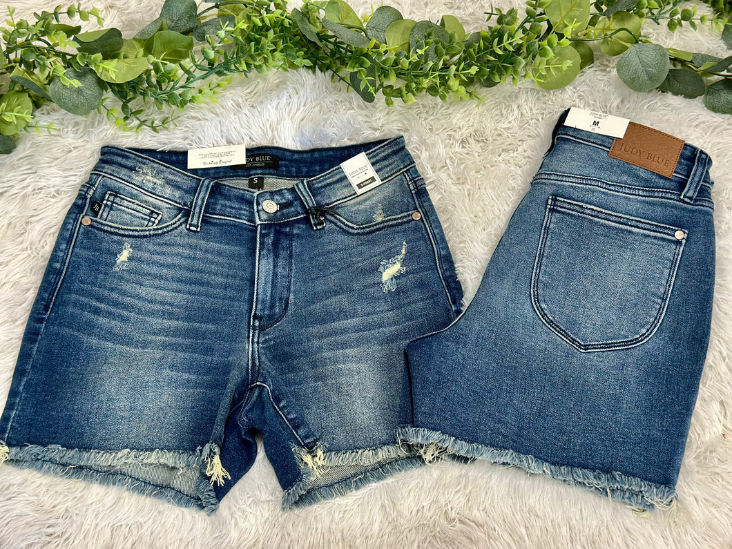 JB HW vfront dark wash shorts