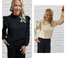 Load image into Gallery viewer, long sleeve ruffle shoulder blouse

