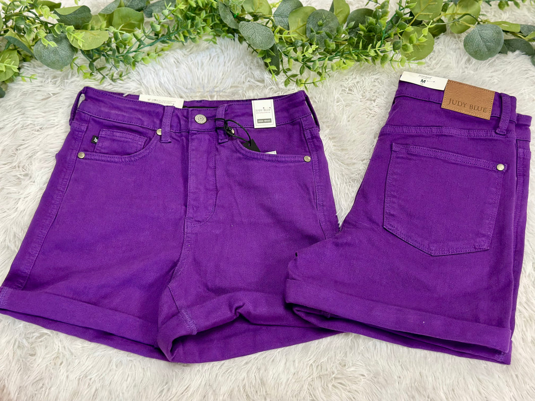 JB highrise purple rolled cuff shorts