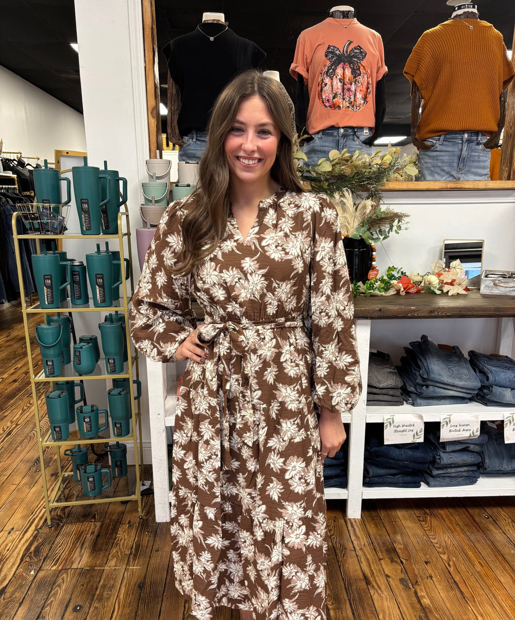 Brown Floral maxi dress