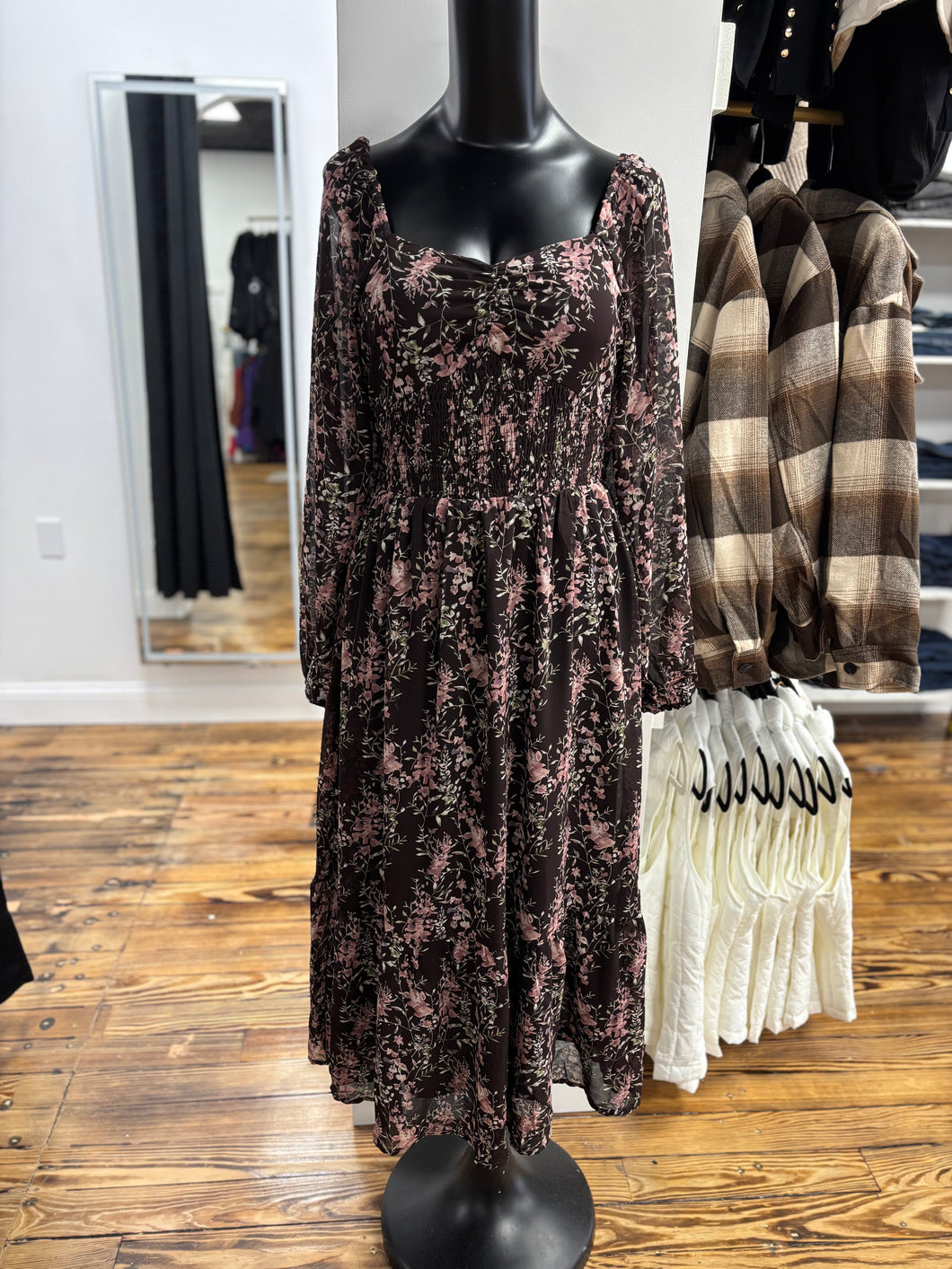 burgundy floral maxi dress