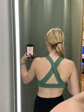 Load image into Gallery viewer, Split Front overlay back adjustable sports bra
