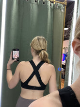 Load image into Gallery viewer, Split Front overlay back adjustable sports bra
