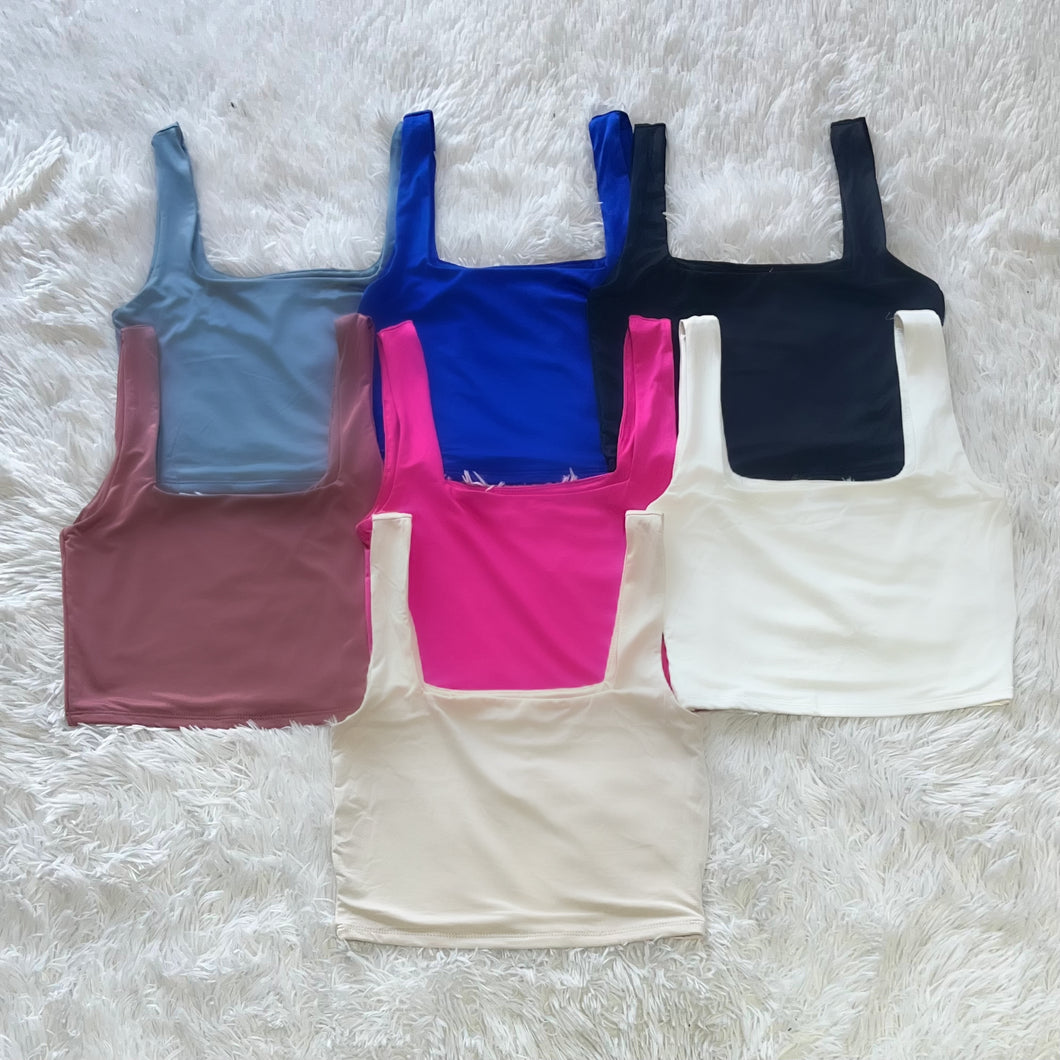 Cropped square neck tank