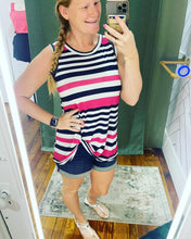 Load image into Gallery viewer, Navy/Fuch striped tank
