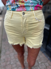 Load image into Gallery viewer, Pale yellow denim shorts
