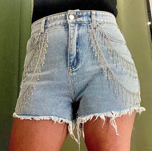 Load image into Gallery viewer, Rhinestone denim shorts
