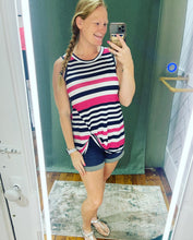 Load image into Gallery viewer, Navy/Fuch striped tank

