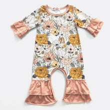 Load image into Gallery viewer, Mustard Daisy baby romper
