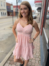 Load image into Gallery viewer, Coral striped sun dress
