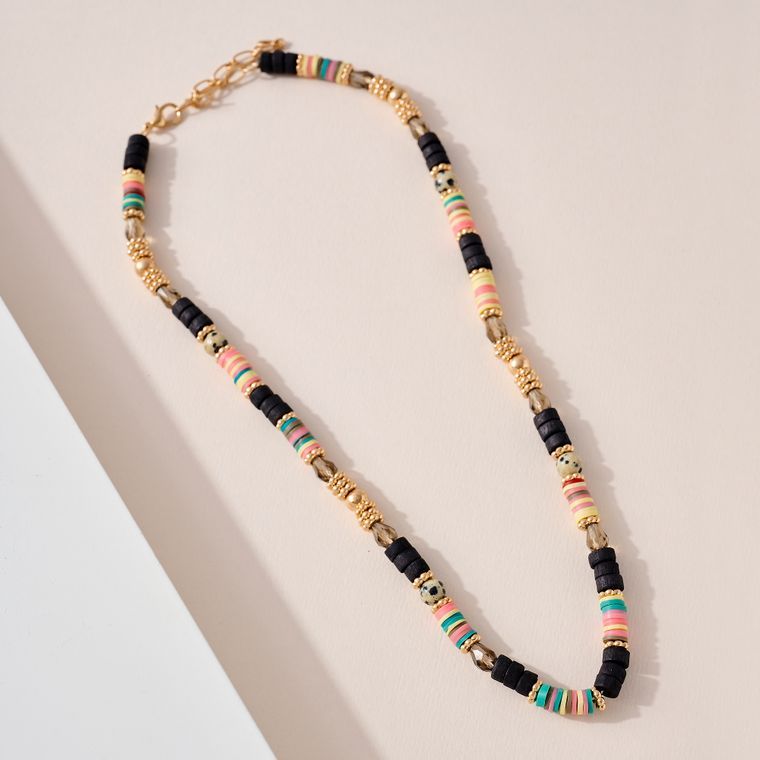 Wood and Rubber Beaded Necklace
